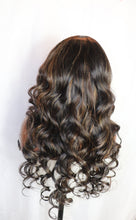 Load image into Gallery viewer, Black Hair with Blonde Highlights Wavy Human Hair Lace Front Wigs (7527907131615)