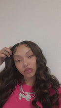 Load and play video in Gallery viewer, Black Hair with Blonde Highlights Wavy Human Hair Lace Front Wigs