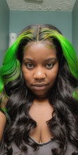 Load image into Gallery viewer, Neon Green Highlight Strips Lace Wig (7340764659935)