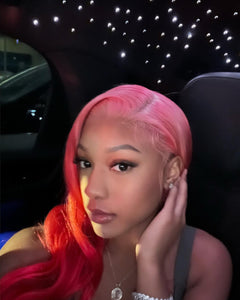 Pink to Red Ombre Lace Wig (7582074601695)