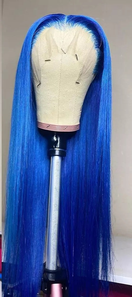 13x6 Blue Straight Lace Wig (6990666465444)