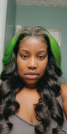 Neon Green Highlight Strips Lace Wig (7340764659935)